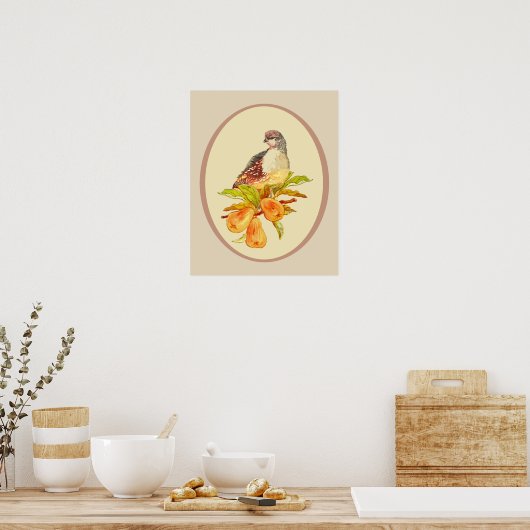 梨の木のクリスマスソング引用文のパトリッジ ポスター (キッチン)