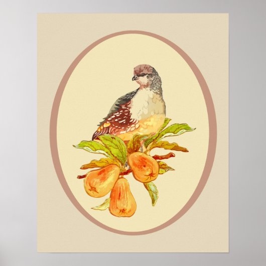 梨の木のクリスマスソング引用文のパトリッジ ポスター (正面)