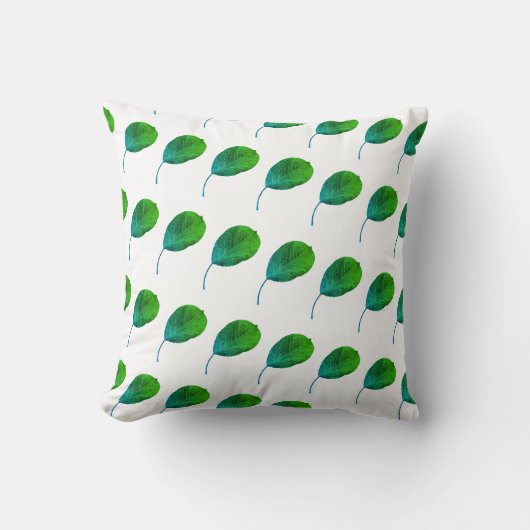 梨の木のグリーンリーフテクスチャクッション装飾用クッション クッション (正面)