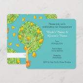 梨の木のターコイズカラーのスクエアエンゲージメント招待状 招待状 (正面/裏面)