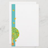 梨の木のティール（緑がかった色） 便箋 (正面/裏面)