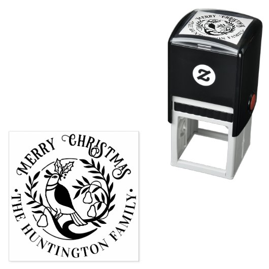 梨の木のパトリッジのメリークリスマスの名前 セルフインキングスタンプ (インサイチュ)