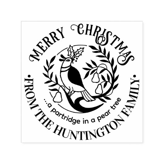 梨の木のパトリッジのメリークリスマスの名前#2 セルフインキングスタンプ (デザイン)