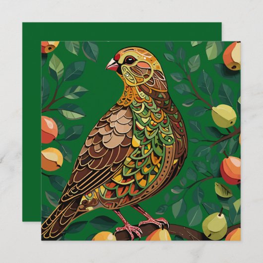 梨の木の切り抜きステンシルスタイル カード (正面/裏面)