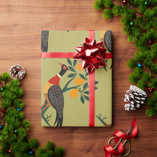 梨の木の切り抜きステンシルレトロ2 ラッピングペーパー (クリスマスギフト)