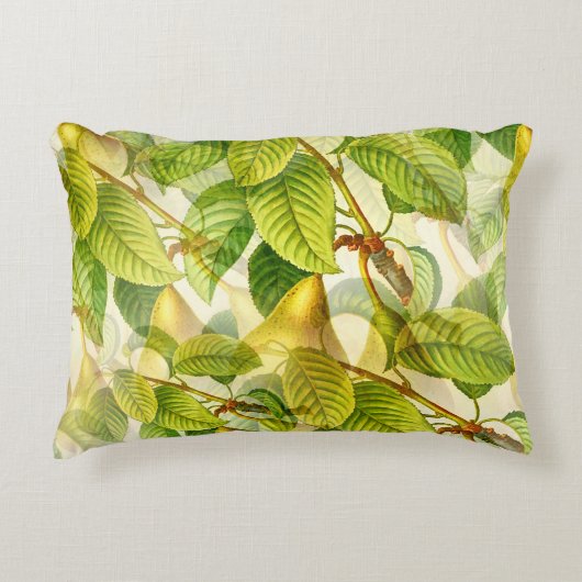 梨の木の枝と梨のパターン アクセントクッション (正面)
