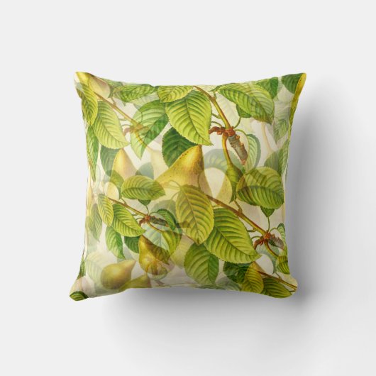 梨の木の枝と梨のパターン クッション (裏面)