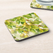 梨の木の枝と梨のパターン コースター (左側)