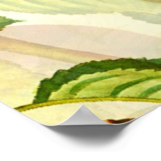 梨の木の枝と梨のパターン ポスター (角)