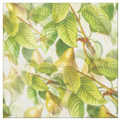 梨の木の枝と梨の模様 ファブリック (クローズアップ)