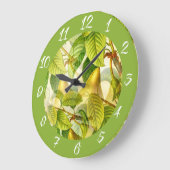 梨の木の枝と梨の模様  ラージ壁時計 (傾斜)