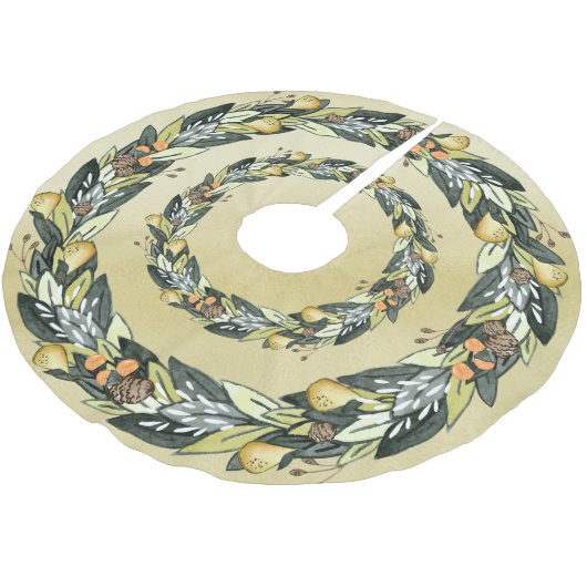 梨の木、ゴールデンクリスマスツリースカート ブラッシュドポリエステルツリースカート (アングル)