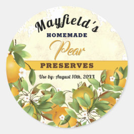 梨の果実の缶詰 | Jam Jarラベル ラウンドシール