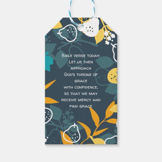 梨の果実の装飾と編集可能引用文 ギフトタグ (正面)