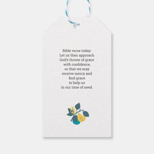 梨の果実の装飾と編集可能引用文 ギフトタグ (裏面)