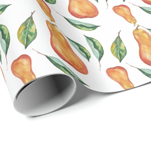 梨の模様の色のアートハンド色彩の鮮やか ラッピングペーパー (ロールコーナー)