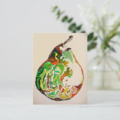 梨の水彩画イラスト ポストカード (スタンド正面)