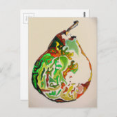 梨の水彩画イラスト ポストカード (正面/裏面)