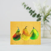 梨の水色のグリーンフルーツ葉書 ポストカード (スタンド正面)