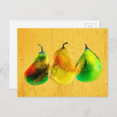 梨の水色のグリーンフルーツ葉書 ポストカード (正面/裏面)