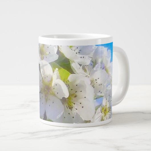 梨の花の枝 ジャンボコーヒーマグカップ (正面右)
