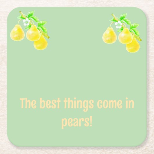 梨の赤ちゃんシャワー スクエアペーパーコースター (正面)