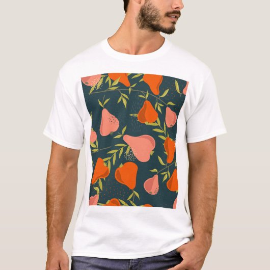 梨の重なり:カラフルヴィンテージ壁紙 Tシャツ (正面)