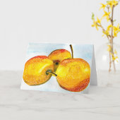 梨の黄色い水色の果物 カード (黄色い花)