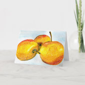 梨の黄色い水色の果物 カード (正面)