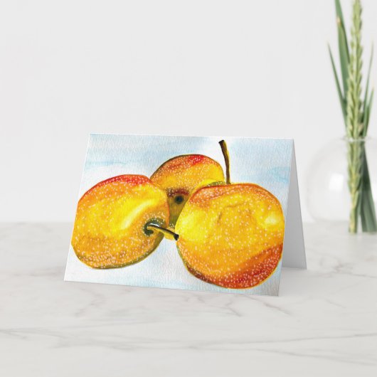 梨の黄色い水色の果物 カード (正面)
