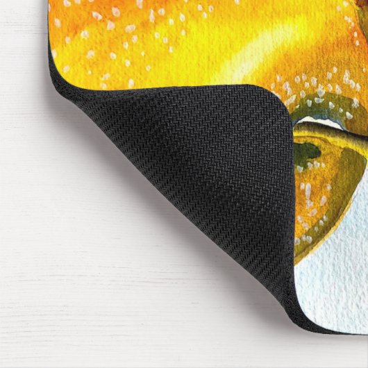 梨の黄色い水色の果物 マウスパッド (コーナー)