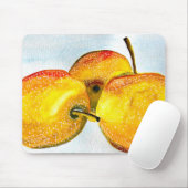梨の黄色い水色の果物 マウスパッド (マウス)