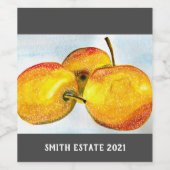 梨の黄色い水色の果物 ワインラベル (シングルラベル)