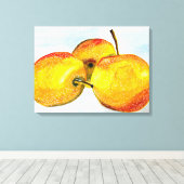 梨は黄色い水色の果実をつける キャンバスプリント (インサイチュ (ウッドフロア))