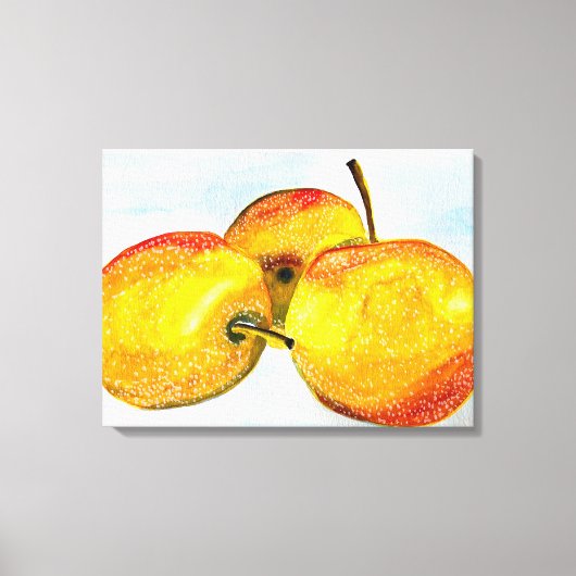 梨は黄色い水色の果実をつける キャンバスプリント (正面)