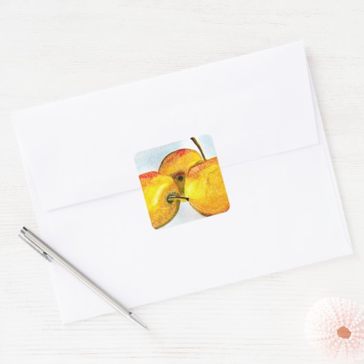 梨は黄色い水色の果実をつける スクエアシール (封筒)