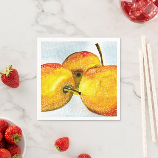 梨は黄色い水色の果実をつける スタンダードカクテルナプキン (インサイチュ)