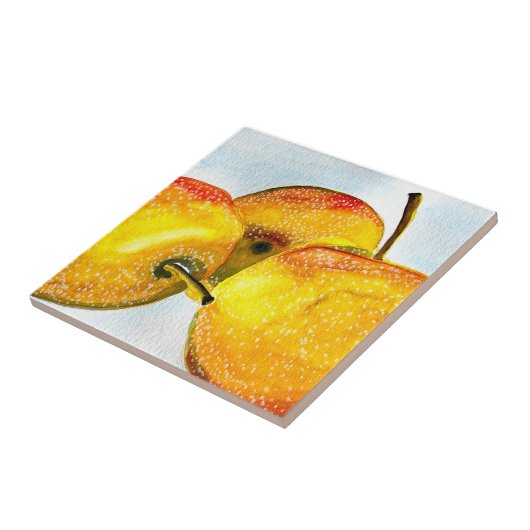 梨は黄色い水色の果実をつける タイル (側面)