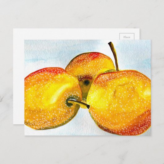 梨は黄色い水色の果実をつける ポストカード (正面/裏面)