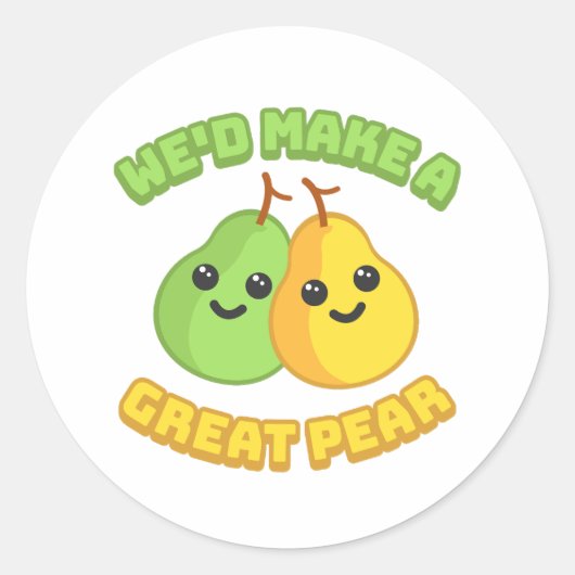 梨を作素晴らしろう!かわいいナシの漫画 ラウンドシール (正面)