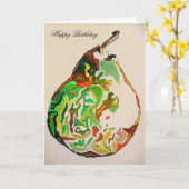 梨アートオリジナル水カラーイラストレーション カード (黄色い花)