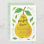 梨テーマ完璧なペアのカップルのシャワー 招待状 (正面/裏面)