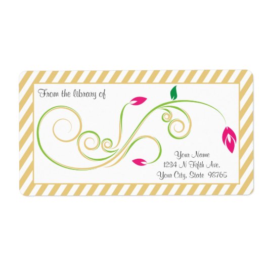 梨パーソナライズされたサンドスワール蔵書票 ラベル (正面)