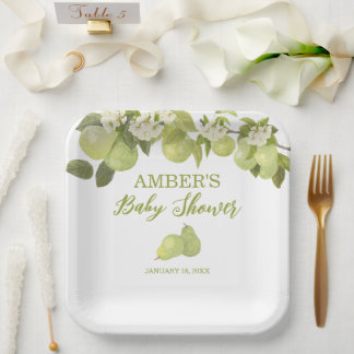 梨フルーツベビーシャワースクエア ペーパープレート