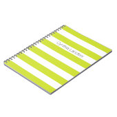 梨モダングリーンストライプモノグラム ノートブック (左側)