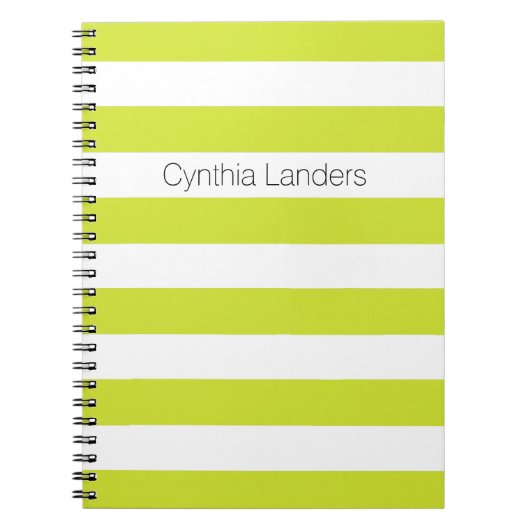 梨モダングリーンストライプモノグラム ノートブック (正面)