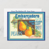 梨ヴィンテージクラートアート編集可能レシピカード ポストカード (正面/裏面)