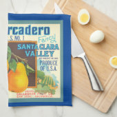 梨ヴィンテージフルーツクラートアートキッチンタオル キッチンタオル (四つ折り)