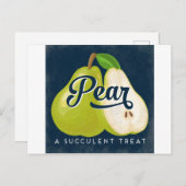 梨ヴィンテージフルーツラベルレトロ ポストカード (正面/裏面)