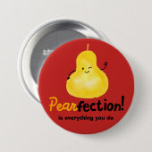 梨前向きプリン – Pearfection 缶バッジ (正面&裏面)